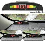 Multibao Car Auto Vehicle Reverse Backup Radar System with 4 Parking Sensors Distance Detection + LED Distance Display + Sound Warning - Matt Black Color