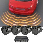 Youyijia Parking Sensor Reverse Backup Radar System Visible Car Reverse Park Kit with Main Control Box Lcd Display Indicator 4 Sensors for Car Reversing