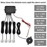 MOCNT Car Reverse Parking Sensors Car Rear Reverse Parking Radar System Car Parking Sensor Kit 4 Rear Sensor Auto Sound Alarm Alert Reverse Backup Radar Silver