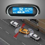 Sunwan N8P4L Dual-Core Car Parking Sensor, Front and Rear View with LCD Display, Reverse Radar System, 4 Voice, Switchable with 8 Black Sensors