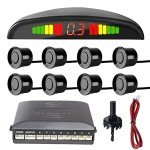 MOCNT Car Reverse Parking Sensors Car Rear Reverse Parking Radar System Car Parking Sensor Kit 8 Sensor Auto Sound Alarm Alert Reverse Backup Radar Display Black