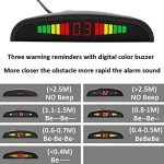 MOCNT Car Reverse Parking Sensors Car Rear Reverse Parking Radar System Car Parking Sensor Kit 8 Sensor Auto Sound Alarm Alert Reverse Backup Radar Display Black