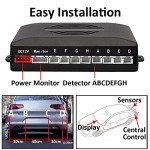 MOCNT Car Reverse Parking Sensors Car Rear Reverse Parking Radar System Car Parking Sensor Kit 8 Sensor Auto Sound Alarm Alert Reverse Backup Radar Display Black