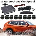 MOCNT Car Reverse Parking Sensors Car Rear Reverse Parking Radar System Car Parking Sensor Kit 8 Sensor Auto Sound Alarm Alert Reverse Backup Radar Display Black