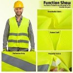 LEEPAT 5 Pack Hi Vis Ve Jackets,High Visibility Reflective Safety Vest Waistcoats Jacket For Traffic Work, Running