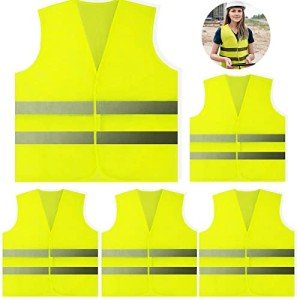 5 Pack Hi Vis Vests,Safety Vests,Standard Size Reflective High Visibility Vests,Unisex Hi Vis Jacket for Traffic Work, Running, Surveyor and Security Guard Construction Vest
