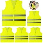 5 Pack Hi Vis Vests,Safety Vests,Standard Size Reflective High Visibility Vests,Unisex Hi Vis Jacket for Traffic Work, Running, Surveyor and Security Guard Construction Vest