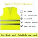 5 Pack Hi Vis Vests,Safety Vests,Standard Size Reflective High Visibility Vests,Unisex Hi Vis Jacket for Traffic Work, Running, Surveyor and Security Guard Construction Vest