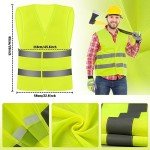 LEEPAT 5 Pack Hi Vis Ve Jackets,High Visibility Reflective Safety Vest Waistcoats Jacket For Traffic Work, Running