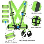 URAQT 2 Pack Reflective Vest Running Gear High Visibility Reflective 4 Wristbands, Adjustable Running Vest Safety Reflective Gear Night Walking Accessories For Cycling Running Men Women Kids Children