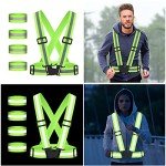 URAQT 2 Pack Reflective Vest Running Gear High Visibility Reflective 4 Wristbands, Adjustable Running Vest Safety Reflective Gear Night Walking Accessories For Cycling Running Men Women Kids Children