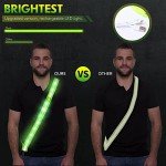 WUBAYI Running Lights for Runners Reflective Gear for Walkers at Night, Reflective Belt Sash，Led Safety Shoulder Strap，USB Rechargeable Light Up Running Belt for Men Women