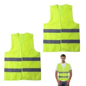 2Pcs Hi Vis Vests,High Visibility Vest,Fluorescent Green Jackets,Safety Reflective Jacke,Adjustable High-Visibility Gilet for Adult/Kids/Men/Women,Fit Construction Worker Work/Running/Road Cycling