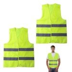 2Pcs Hi Vis Vests,High Visibility Vest,Fluorescent Green Jackets,Safety Reflective Jacke,Adjustable High-Visibility Gilet for Adult/Kids/Men/Women,Fit Construction Worker Work/Running/Road Cycling