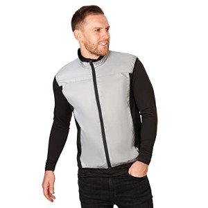 BTR High Visibility Reflective Silver Running and Cycling Gilet and Vest. Classic No Pockets & Shorter Front. Medium (40-42 Inches)