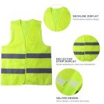 2Pcs Hi Vis Vests,High Visibility Vest,Fluorescent Green Jackets,Safety Reflective Jacke,Adjustable High-Visibility Gilet for Adult/Kids/Men/Women,Fit Construction Worker Work/Running/Road Cycling
