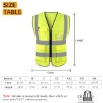 HYCOPROT Hi Vis Viz High Visibility Reflective Safety Vest Waistcoats Jacket Workwear Executive Zip 2 Band Security Mobile Phone Pocket ID Holder (Yellow, M)