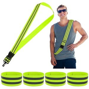 Yolev Reflective Sash 5 Pieces Reflective Running Gear High Visibility Safety Reflective Sash Reflective for Reflective Vest, Reflective Running Gear for Night Walking Cycling