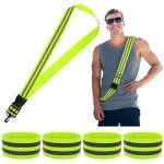 Yolev Reflective Sash 5 Pieces Reflective Running Gear High Visibility Safety Reflective Sash Reflective for Reflective Vest, Reflective Running Gear for Night Walking Cycling