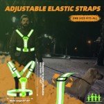 LED Reflective Vest Running Gear, 360° High Visibility Running Vest with Adjustable Waist/Shoulder, USB-C Rechargeable Running Lights for Runners Night Jogging Running Dog Walking Cycling (Green)