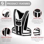 LUMEFIT Running Phone Holder Vest – Reflective Running Vests Men Women with Water Bottle and Running Accessories Holder - Adjustable Waistband and Shoulder Pocket for Keys, Energy Gel and Running Gear