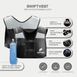 SWIFTVEST™ Running Vest Phone Holder | Reflective Hydration Vest | Running Harness | Adjustable | Running Water Bottle Holder | Unisex | 6 Pockets Running Accessories for Men & Women