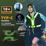 LED Reflective Vest Running Gear, 360° High Visibility Running Vest with Adjustable Waist/Shoulder, USB-C Rechargeable Running Lights for Runners Night Jogging Running Dog Walking Cycling (Green)