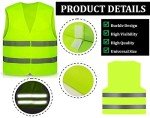 Hitopin 10PCS Safety Vests, Reflective High Visibility Vests, Hi Vis Safety Vests, High Vis Jacket with 2 Reflective Strips, for Traffic Work, Running (Universal Size)