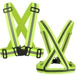 SANTOO Reflective Vest, High Visibility, Lightweight, Flexible and Adjustable Outdoor Safety Equipment, Suitable for Running, Jogging, Hiking, Cycling, etc. Fluorescent Green 2 pieces