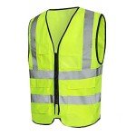 High Vis Viz Safety Waistcoat, High Visibility Reflective Strips, Yellow Safety Vest with Convenient Zipper and Pockets (Medium)