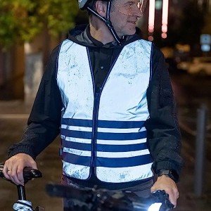 ABUS Lumino Urban Vest safety vest - fully reflective safety vest for better visibility at night - for adults - with zip - size M, Silver