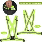 SANTOO Reflective Vest, High Visibility, Lightweight, Flexible and Adjustable Outdoor Safety Equipment, Suitable for Running, Jogging, Hiking, Cycling, etc. Fluorescent Green 2 pieces
