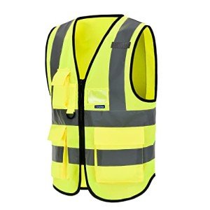 Hi viz vests yellow high viz Class 2 hi vis Zipper Front High Visibility vest Hi Vis Executive Vest Waistcoat with Phone & ID Pockets