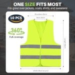 WenYa 10 Pcs Hi Vis Vests, High Visibility Reflective Vest, Unisex Hi Vis Jacket for Traffic Work, High Vis Jacket with Reflective Strips for Adult Outdoor