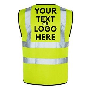 The World Of Wall Art Personalised Printed Reflective Hi-Vis High-Viz Visibility Safety Vest/Waistcoat Customised (X-Large)