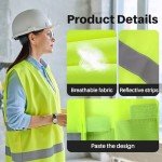 WenYa 10 Pcs Hi Vis Vests, High Visibility Reflective Vest, Unisex Hi Vis Jacket for Traffic Work, High Vis Jacket with Reflective Strips for Adult Outdoor