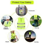 BUZIFU 4 Pcs Reflective Vest Fluorescent Safety Vests High Visibility Waistcoat Reflective jackets Night Work Hi Vis Vest with Reflective Strip for Outdoor Running Walking Motor Bicycle Drivers