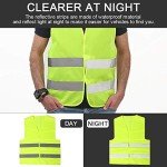 BUZIFU 4 Pcs Reflective Vest Fluorescent Safety Vests High Visibility Waistcoat Reflective jackets Night Work Hi Vis Vest with Reflective Strip for Outdoor Running Walking Motor Bicycle Drivers