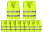 Anlising 10PCS High Visibility Safety Vests,Hi Vis Safety Vests with 2 Reflective Stripes,Night Workwear Reflective Vest,Reflective Jackets Waistcoat,for Running,Biking,Surveyor and Traffic Work