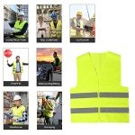 BUZIFU 4 Pcs Reflective Vest Fluorescent Safety Vests High Visibility Waistcoat Reflective jackets Night Work Hi Vis Vest with Reflective Strip for Outdoor Running Walking Motor Bicycle Drivers