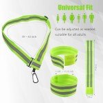 Reflective Running Gear, High Visibility Safety Reflective Sash with Buckle, Adjustable Reflective Belt Running Vest with 4 Reflective Armbands for Night Walking Cycling Running Accessories