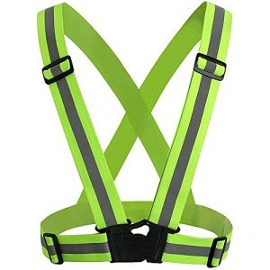TRIXES Unisex Adjustable High Visibility Vest - Reflective Safety Harness - Fluorescent Green