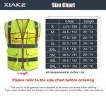 XIAKE 9 Pockets Class 2 High Visibility Reflective Safety Vest Men Women Waistcoat Construction Vest Zipper Front(Yellow,Large)