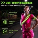 Reflective Running Gear, High Visibility Safety Reflective Sash with Buckle, Adjustable Reflective Belt Running Vest with 4 Reflective Armbands for Night Walking Cycling Running Accessories