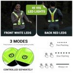 TOFLANTUR LED Reflective Running Gear Vest, High Visibility Running Lights for Runners Safety, USB-C Rechargeable Adjustable Light Up Running Lights Chest for Night Walking Jogging