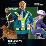 TOFLANTUR LED Reflective Running Gear Vest, High Visibility Running Lights for Runners Safety, USB-C Rechargeable Adjustable Light Up Running Lights Chest for Night Walking Jogging