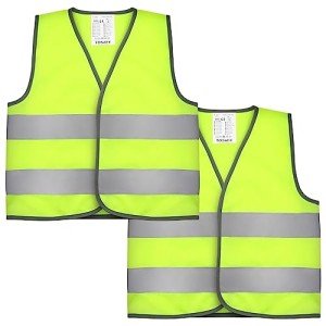 Firtink 2 Pieces Hi Vis Vests for Kids,Kids High Visibility Reflective Vest,High Vis Vests,Hi Vis Safety Vests,High Vis Jacket with Reflective Strips for Kids Outdoor (S)