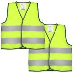 Firtink 2 Pieces Hi Vis Vests for Kids,Kids High Visibility Reflective Vest,High Vis Vests,Hi Vis Safety Vests,High Vis Jacket with Reflective Strips for Kids Outdoor (S)