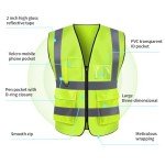 2 Pcs Hi Vis Vests for Women Men, Multi-Pockets High Visibility Vest, Reflective Safety Security Vest with Zipper, Widen Reflective Strip Yellow Security Jacket