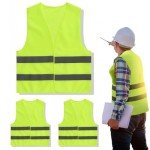 3 Pcs Hi Vis Vest, Yellow Jackets Reflective Hi Vis Jacket, Safety Reflective Vest Hivisible Vest for Traffic Work, Security Guard, Running Mens Womens Boys Girls